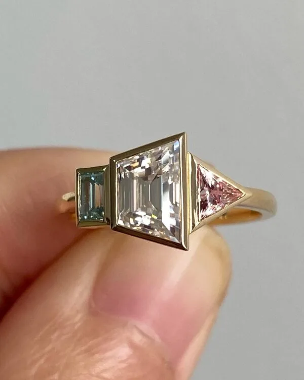 White Trapezoid Bezel Ring