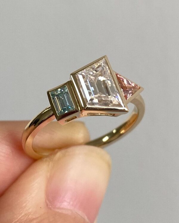 2.4Ct White Trapezoid Cut Bezel Beautiful Birthday Gift Ring For Women - Image 3