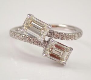 Emerald Two Stone Ring