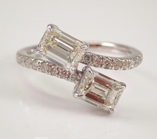 Emerald Two Stone Ring