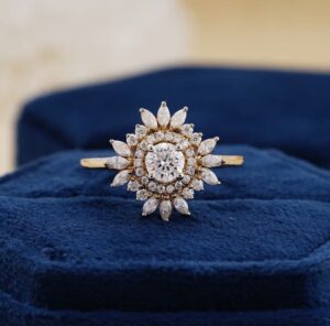 White Round Halo Ring