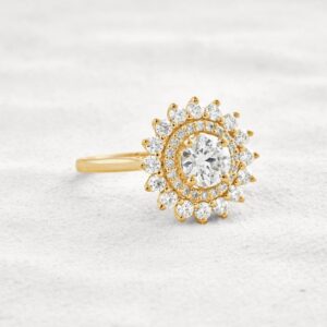 Round Double Halo Ring