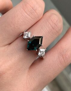 Hexagon Three Stone Ring