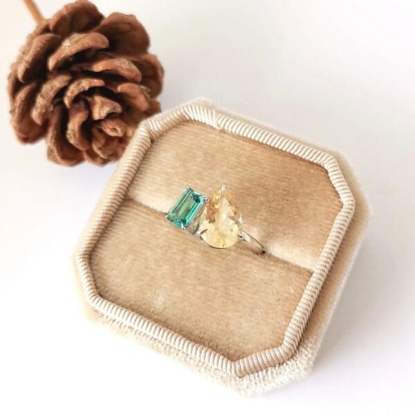 Emerald and Pear Ring