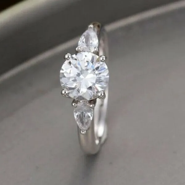 White Round Engagement Ring