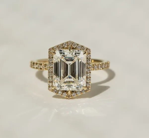 Emerald Halo Engagement Ring