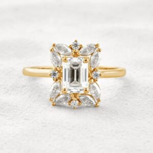 Emerald Halo Engagement Ring