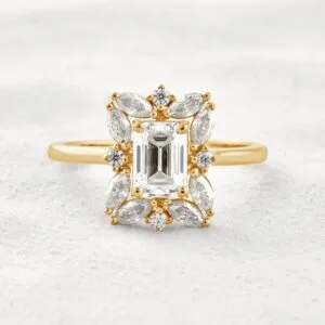 Emerald Halo Engagement Ring