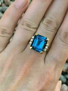 Topaz Emerald Solitaire Ring