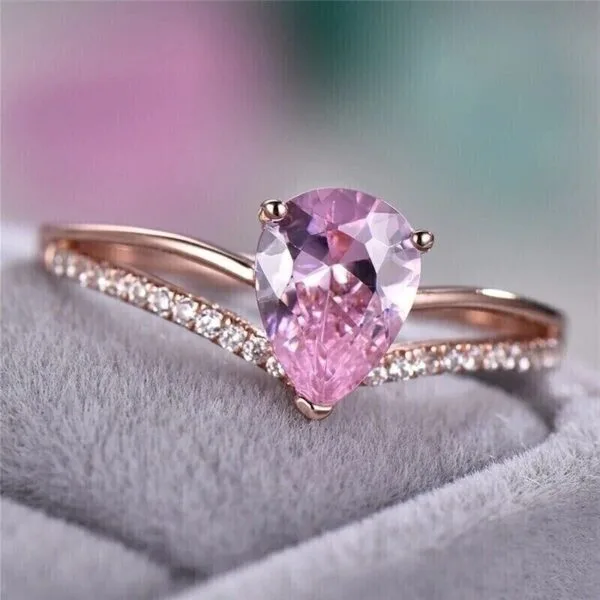 Pear Solitaire Birthday Ring