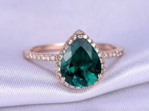 Pear Halo Birthday Ring