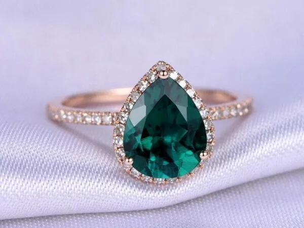 Pear Halo Birthday Ring