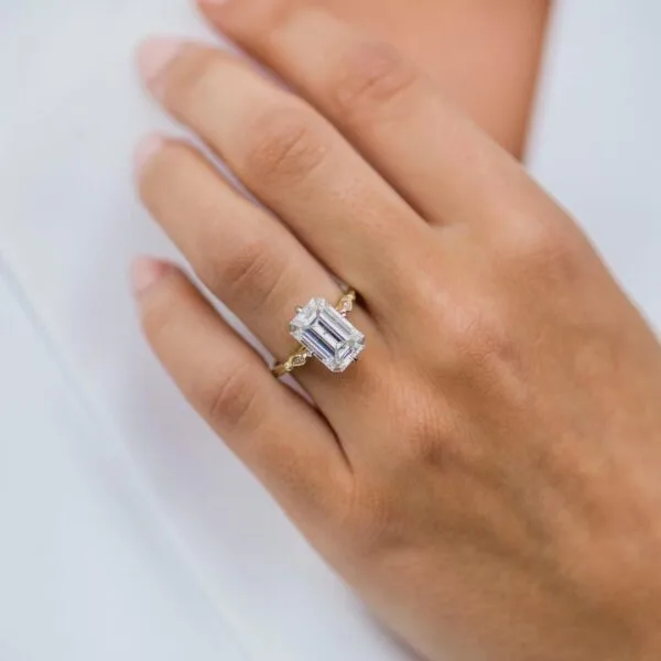 White Emerald Engagement Ring