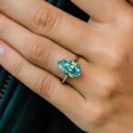 Green Pear Solitaire Ring