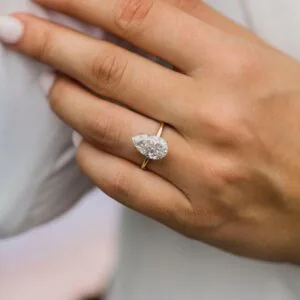 White Pear Solitaire Ring