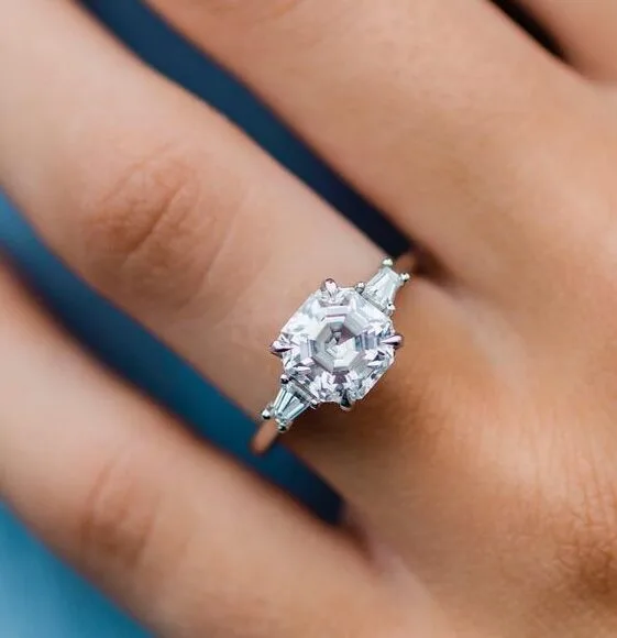 Asscher Three Stone Ring