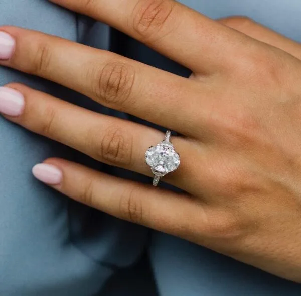 White Oval Engagement Ring