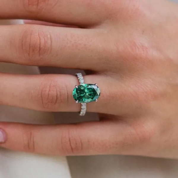 Green Oval Solitaire Ring