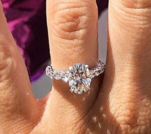 White Oval Solitaire Ring
