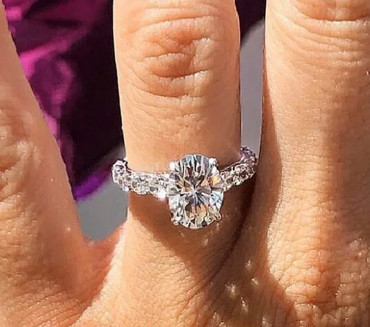 White Oval Solitaire Ring