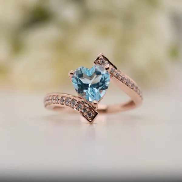 Heart-Aquamarine Engagement Ring