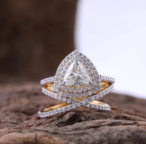 Triangle Engagement Ring Set