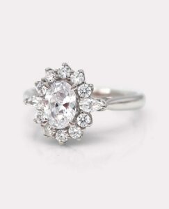 2.2Ct White Oval Cut Halo Wedding Ring | Best Proposal Engagement Ring For Fiancée