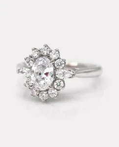 2.2Ct White Oval Cut Halo Wedding Ring | Best Proposal Engagement Ring For Fiancée