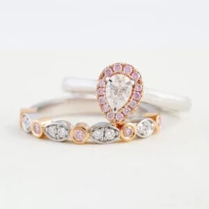 Pear Halo Ring Set
