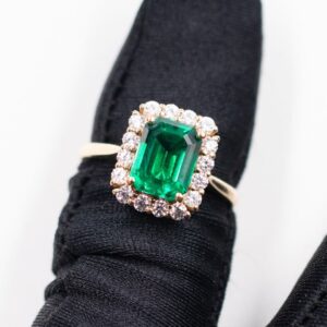 Emerald Halo Wedding Ring