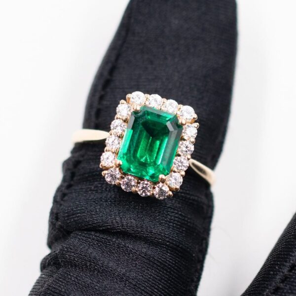Emerald Halo Wedding Ring