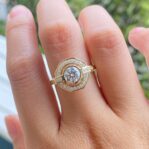 White Round Cut Bezel Anniversary Ring