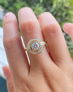 White Round Cut Bezel Anniversary Ring