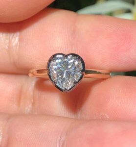 White Heart Bezel Ring