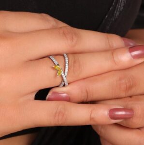 Yellow Marquise Crisscross Ring