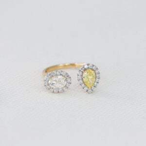 Yellow Pear Halo Ring