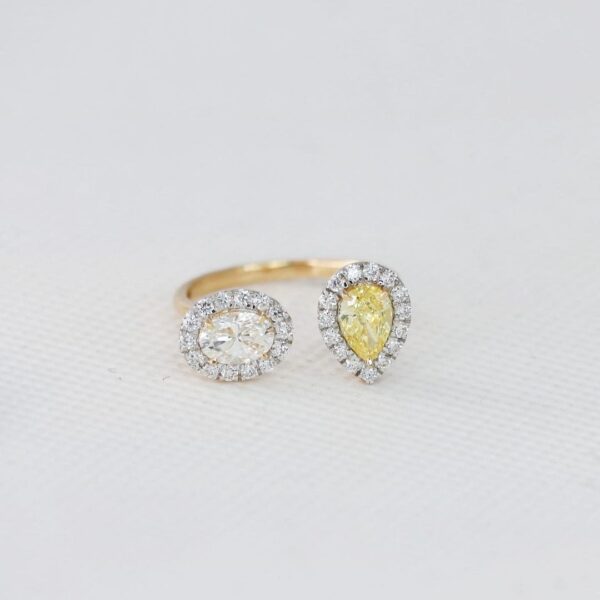 Yellow Pear Halo Ring