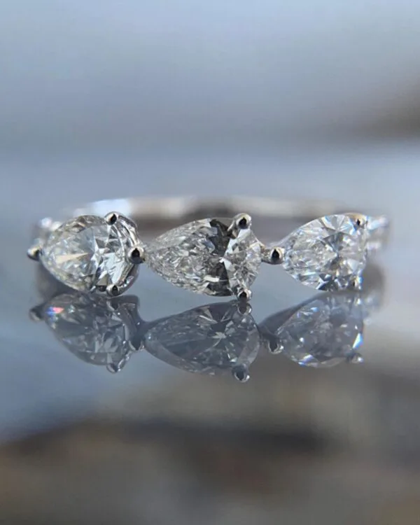 Pear Solitaire Anniversary Ring