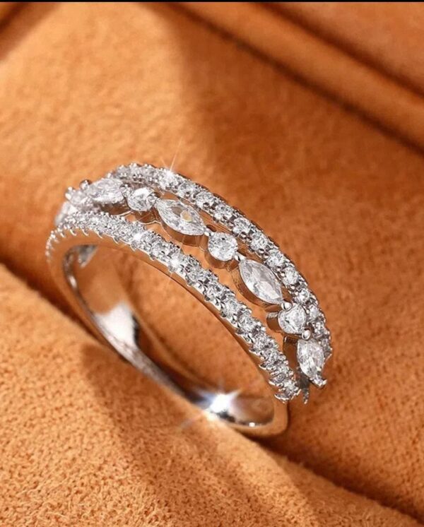 Delicate 2.70Ct White Round And Marquise Cut Half Eternity Best Anniversary Band Ring For Wife - Image 4