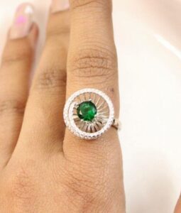 Green Round Solitaire Ring
