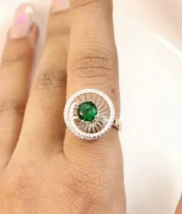 Green Round Solitaire Ring