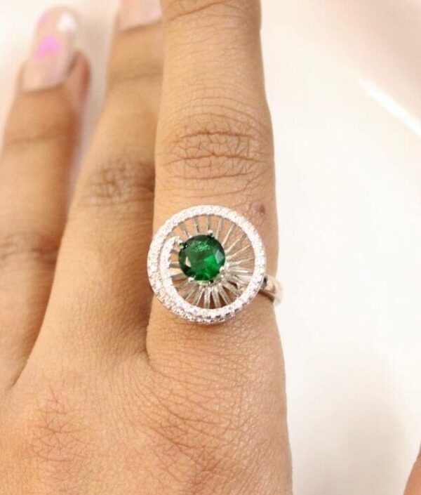 Green Round Solitaire Ring