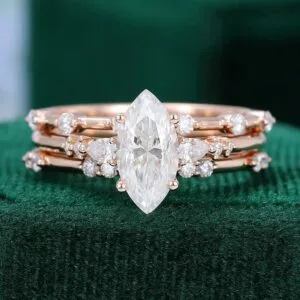 Marquise Solitaire Ring Set
