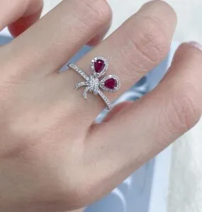 Pear Halo Birthday Ring