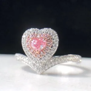 Heart Double Halo Ring
