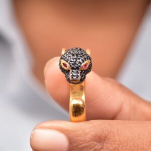 Pear Bezel Panther Ring