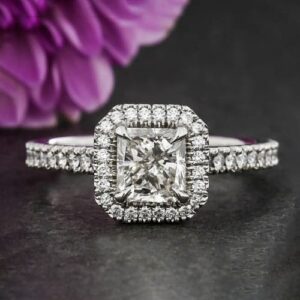 Princess Halo Engagement Ring