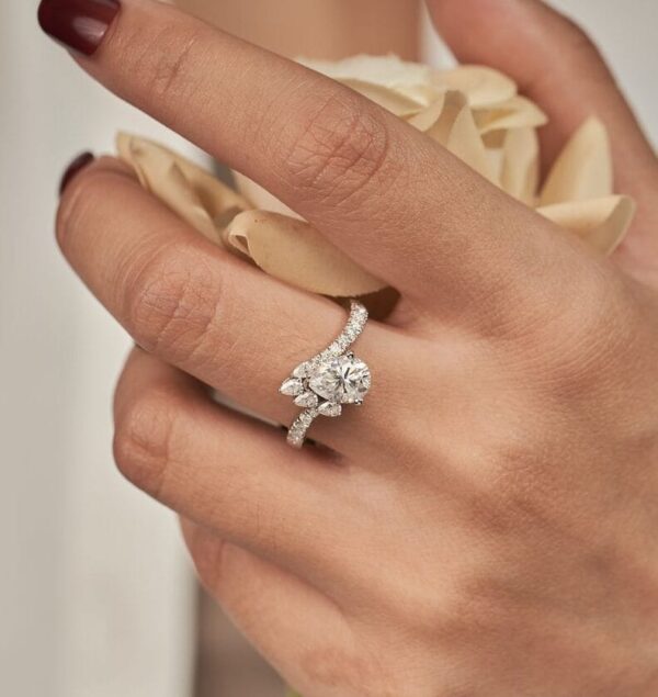 Pear Solitaire Anniversary Ring