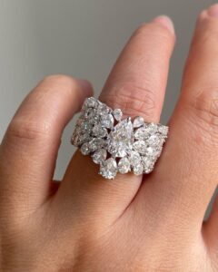 Pear Cluster Wedding Ring