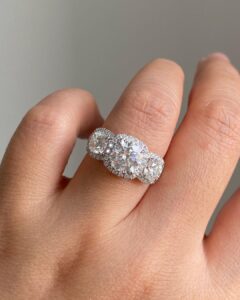 Cushion Three Stone Ring